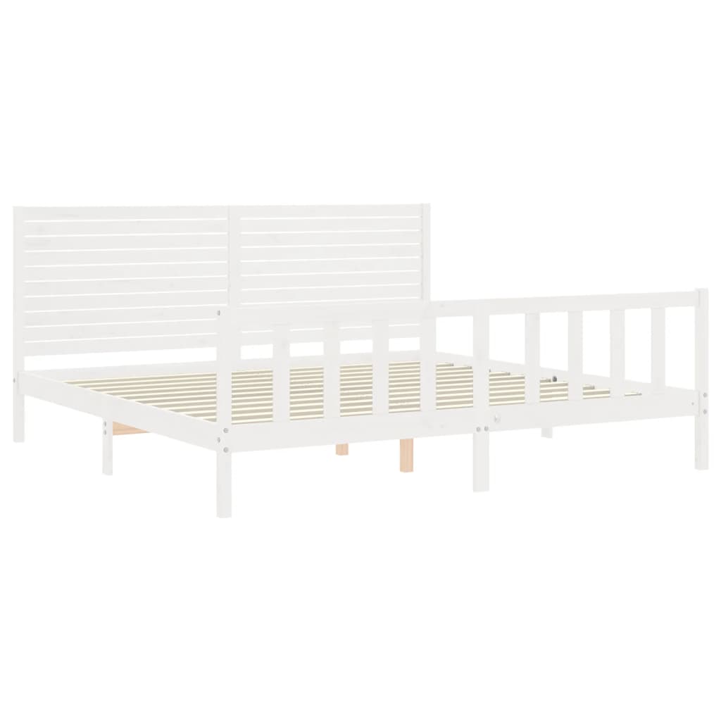 vidaXL Estrutura de cama com cabeceira 200x200cm madeira maciça branco