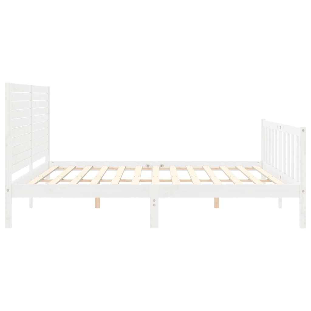 vidaXL Estrutura de cama com cabeceira 200x200cm madeira maciça branco