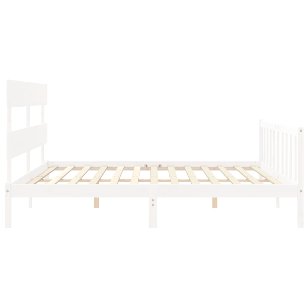 vidaXL Estrutura de cama com cabeceira 200x200cm madeira maciça branco