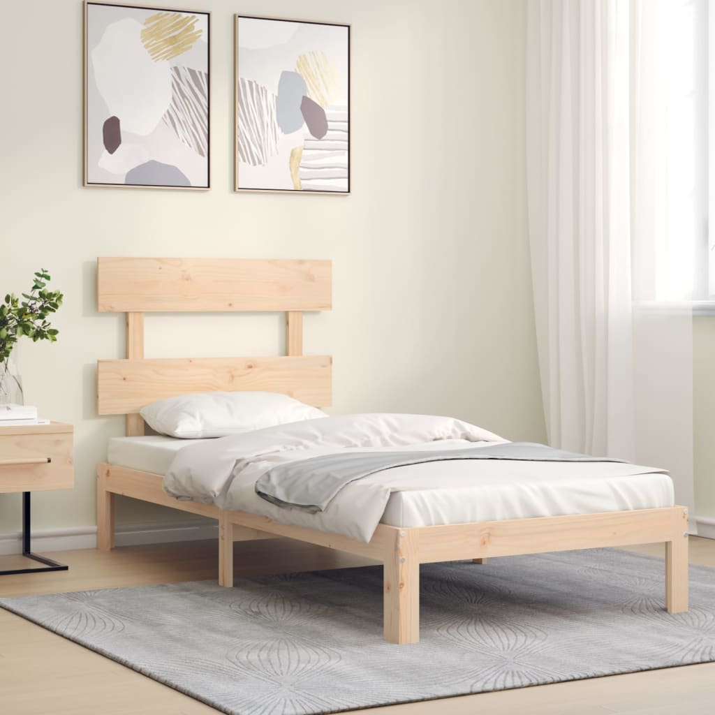 vidaXL Estrutura de cama com cabeceira 100x200 cm madeira maciça