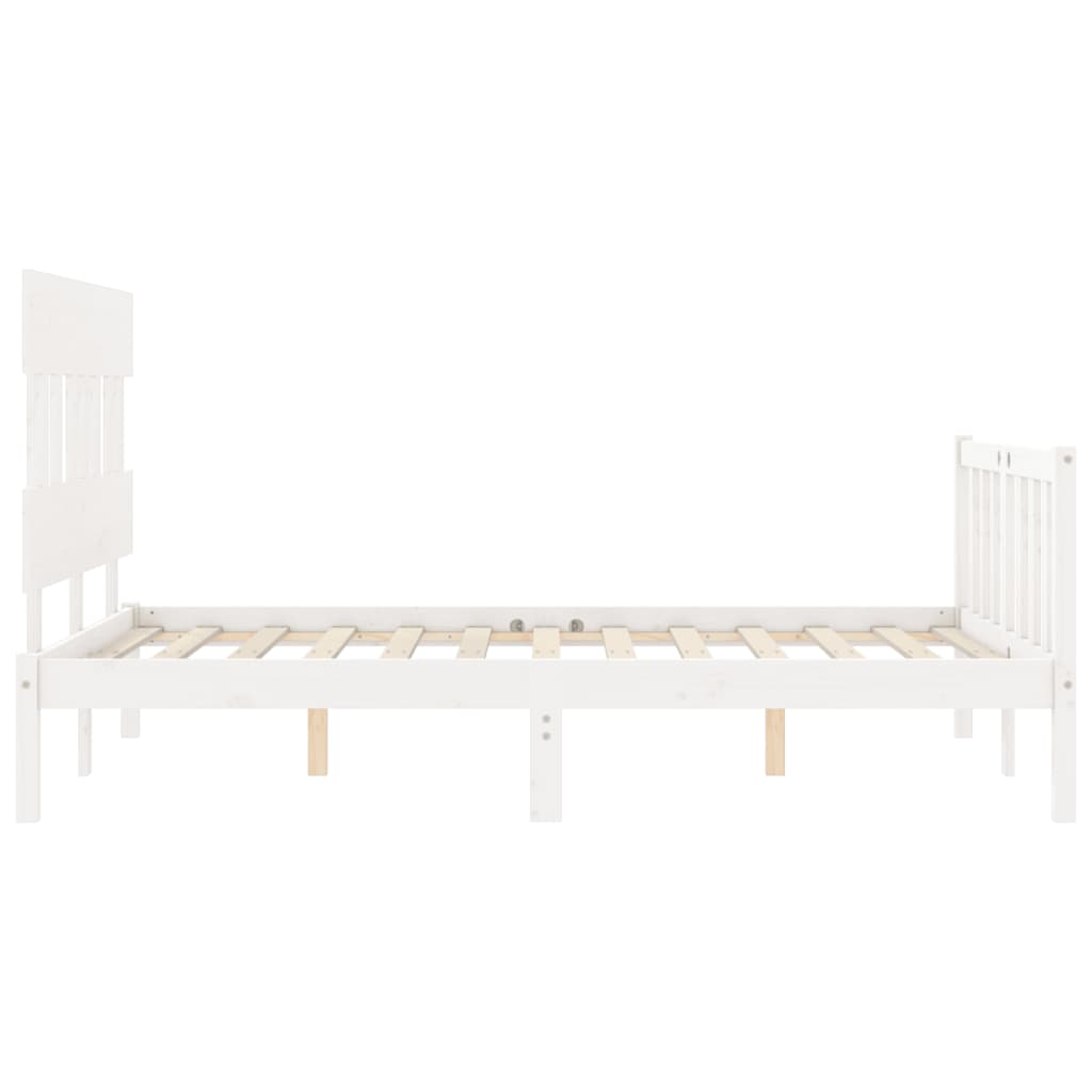 vidaXL Estrutura de cama com cabeceira 140x190cm madeira maciça branco