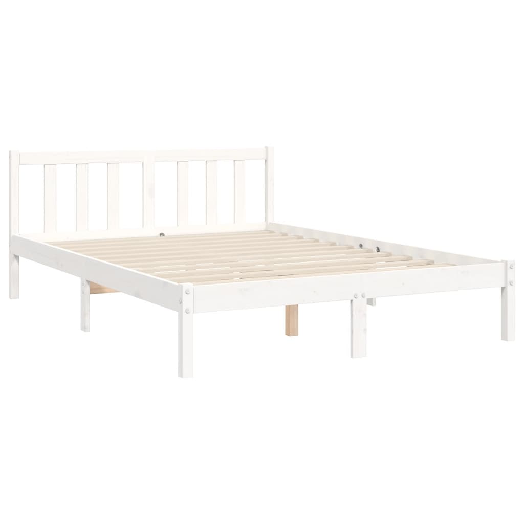 vidaXL Estrutura de cama com cabeceira 140x190cm madeira maciça branco