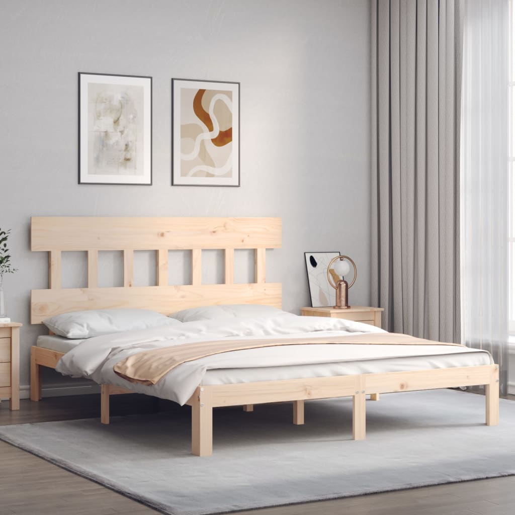 vidaXL Estrutura de cama com cabeceira 160x200 cm madeira maciça