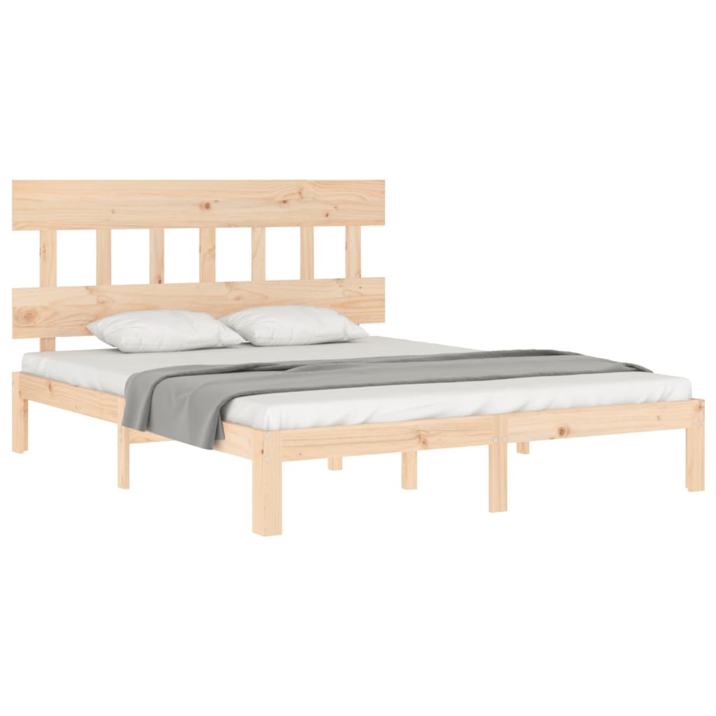 vidaXL Estrutura de cama com cabeceira 160x200 cm madeira maciça