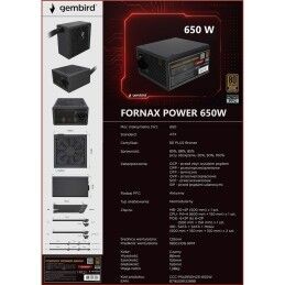GEMBIRD|Fonte de Alimentação GEMBIRD CCC-PSUBRONZE-650W