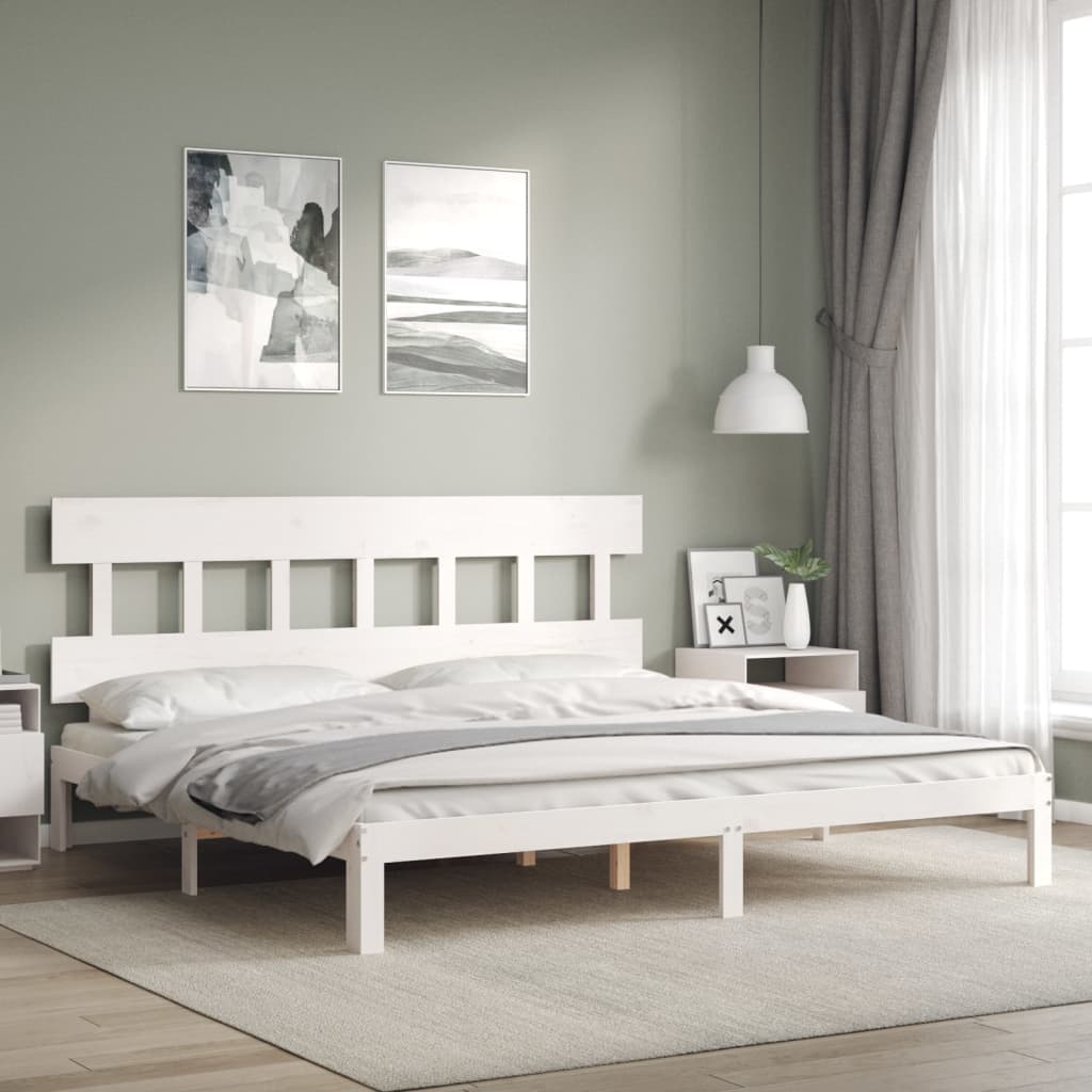 vidaXL Estrutura cama Super King Size c/ cabeceira madeira branco