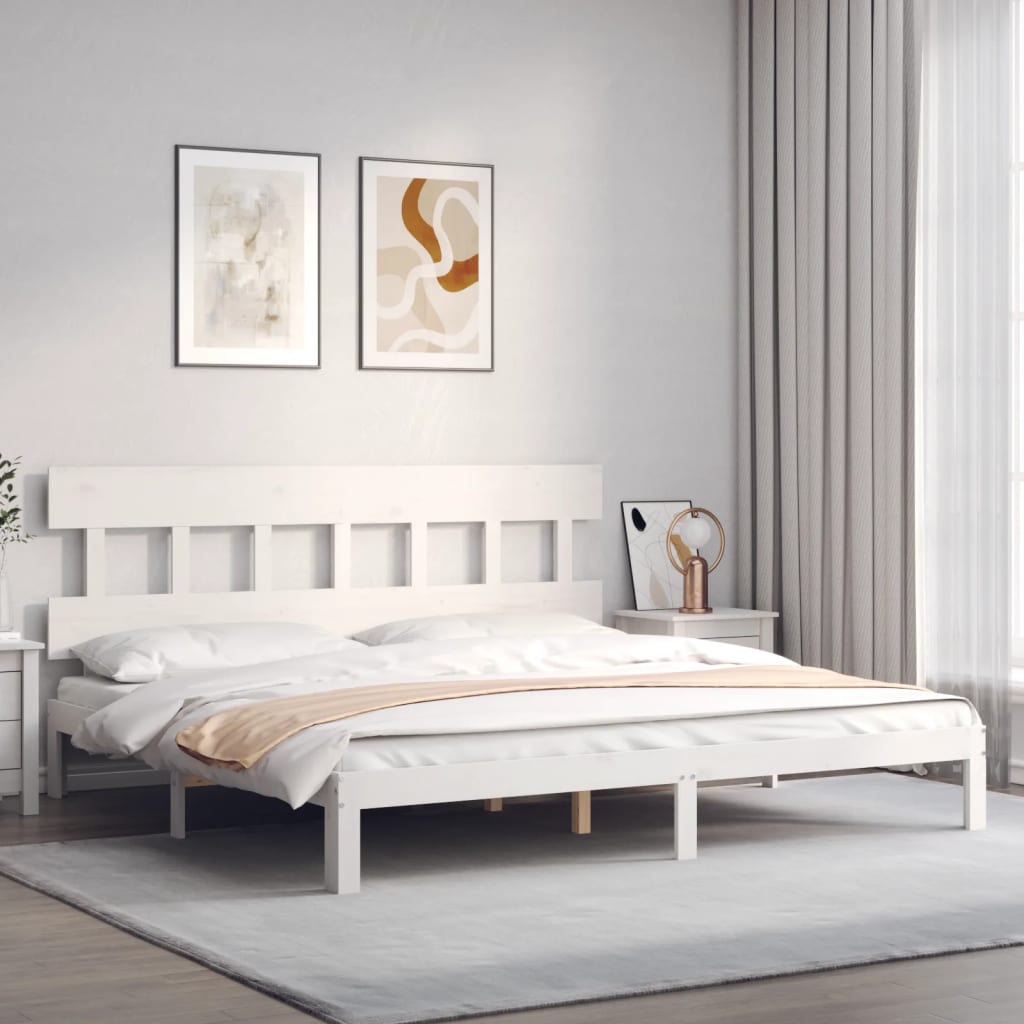 vidaXL Estrutura cama Super King Size c/ cabeceira madeira branco