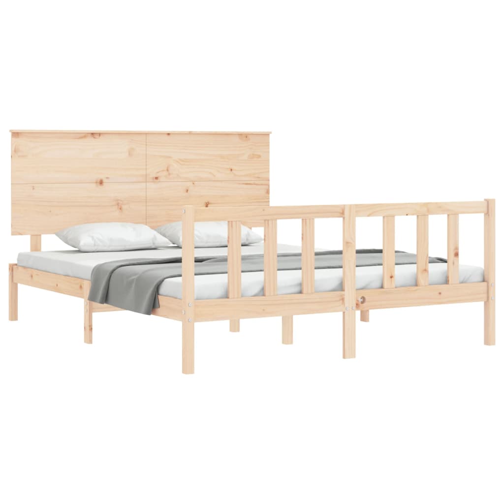 vidaXL Estrutura de cama com cabeceira 160x200 cm madeira maciça