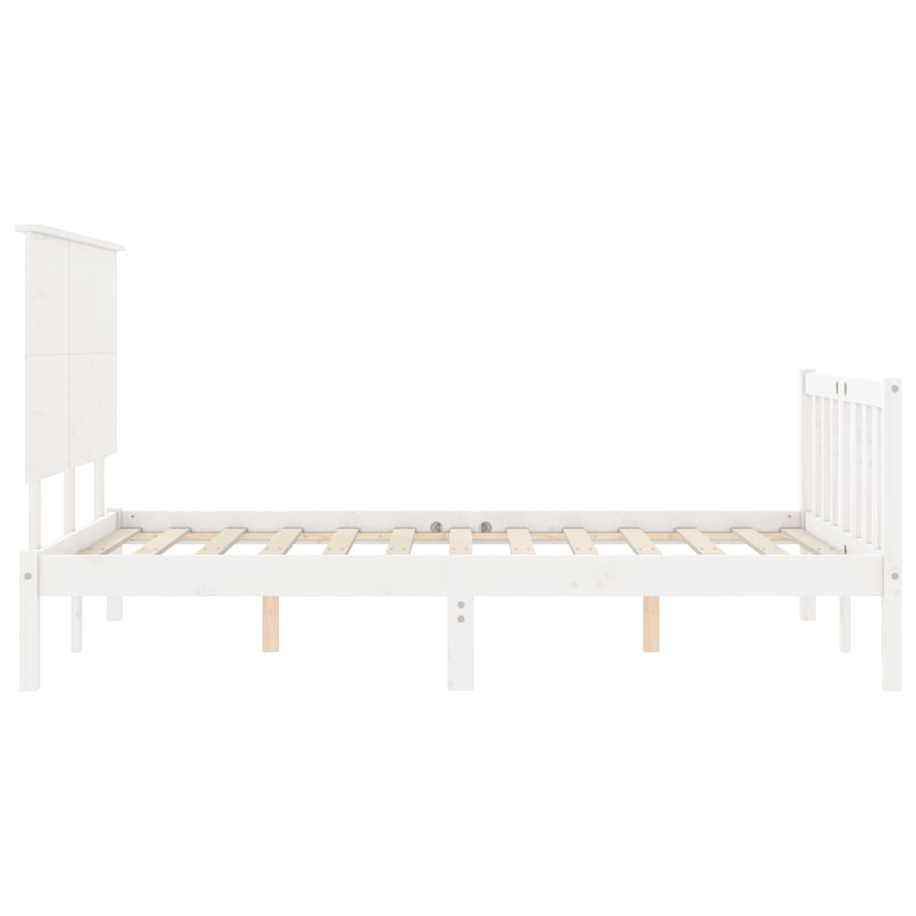 vidaXL Estrutura de cama com cabeceira 120x200cm madeira maciça branco