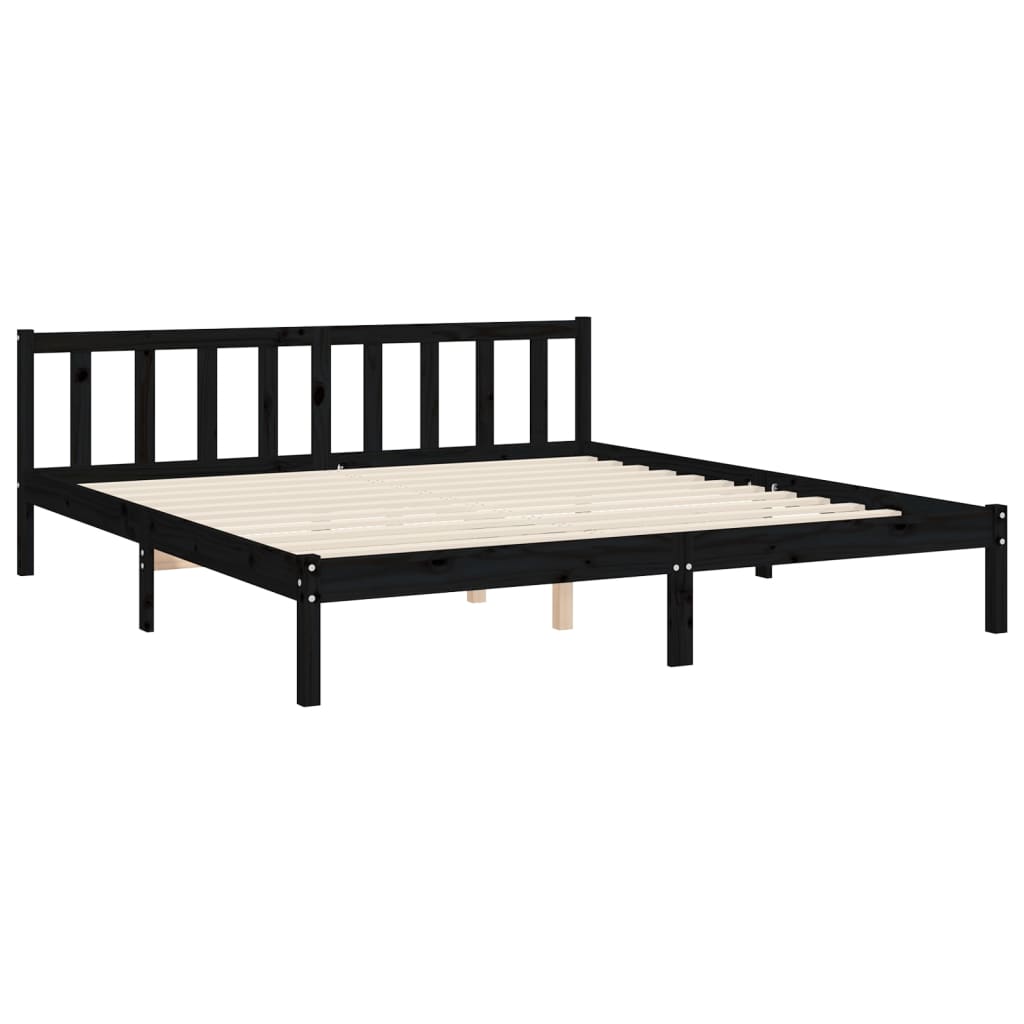 vidaXL Estrutura cama Super King Size c/cabeceira madeira maciça preto