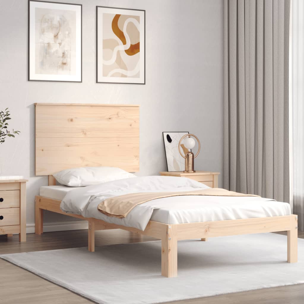 vidaXL Estrutura de cama com cabeceira 90x200 cm madeira maciça