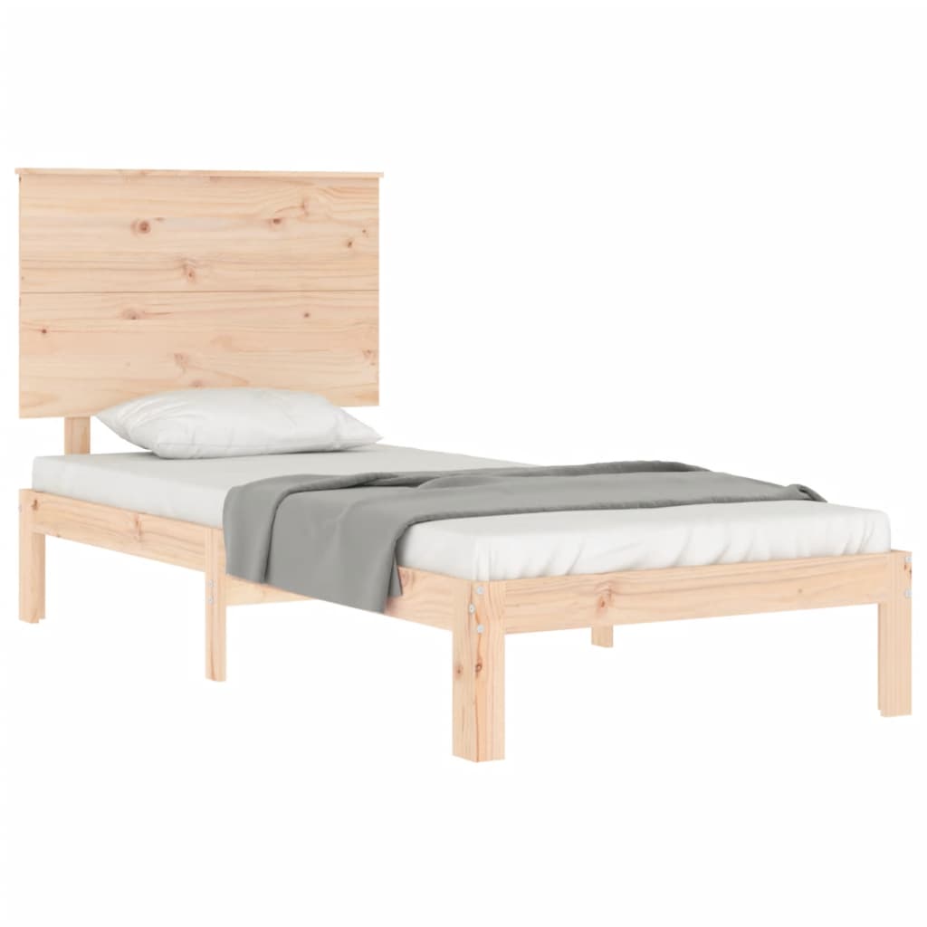 vidaXL Estrutura de cama com cabeceira 90x200 cm madeira maciça