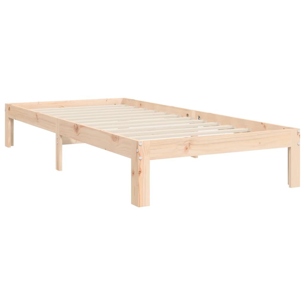 vidaXL Estrutura de cama com cabeceira 90x200 cm madeira maciça