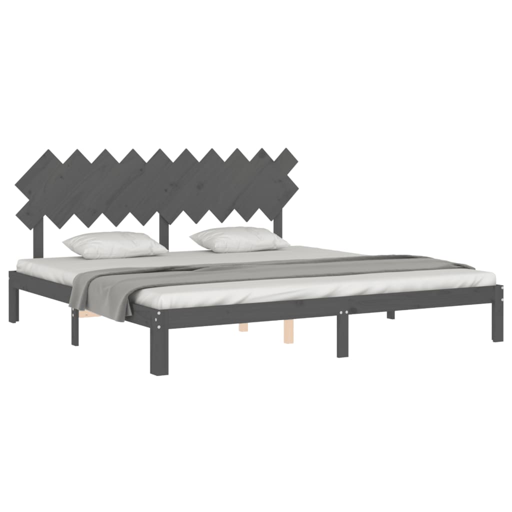 vidaXL Estrutura de cama com cabeceira 200x200 cm madeira maciça cinza