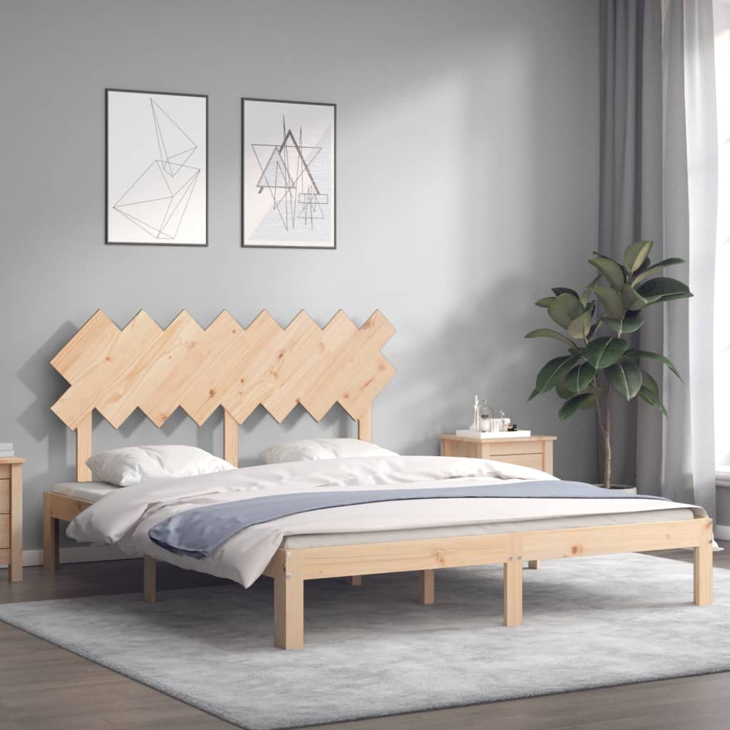 vidaXL Estrutura de cama com cabeceira 160x200 cm madeira maciça