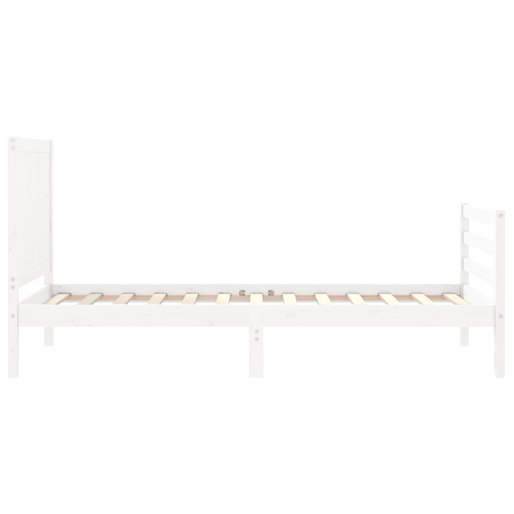 vidaXL Estrutura de cama com cabeceira 100x200cm madeira maciça branco