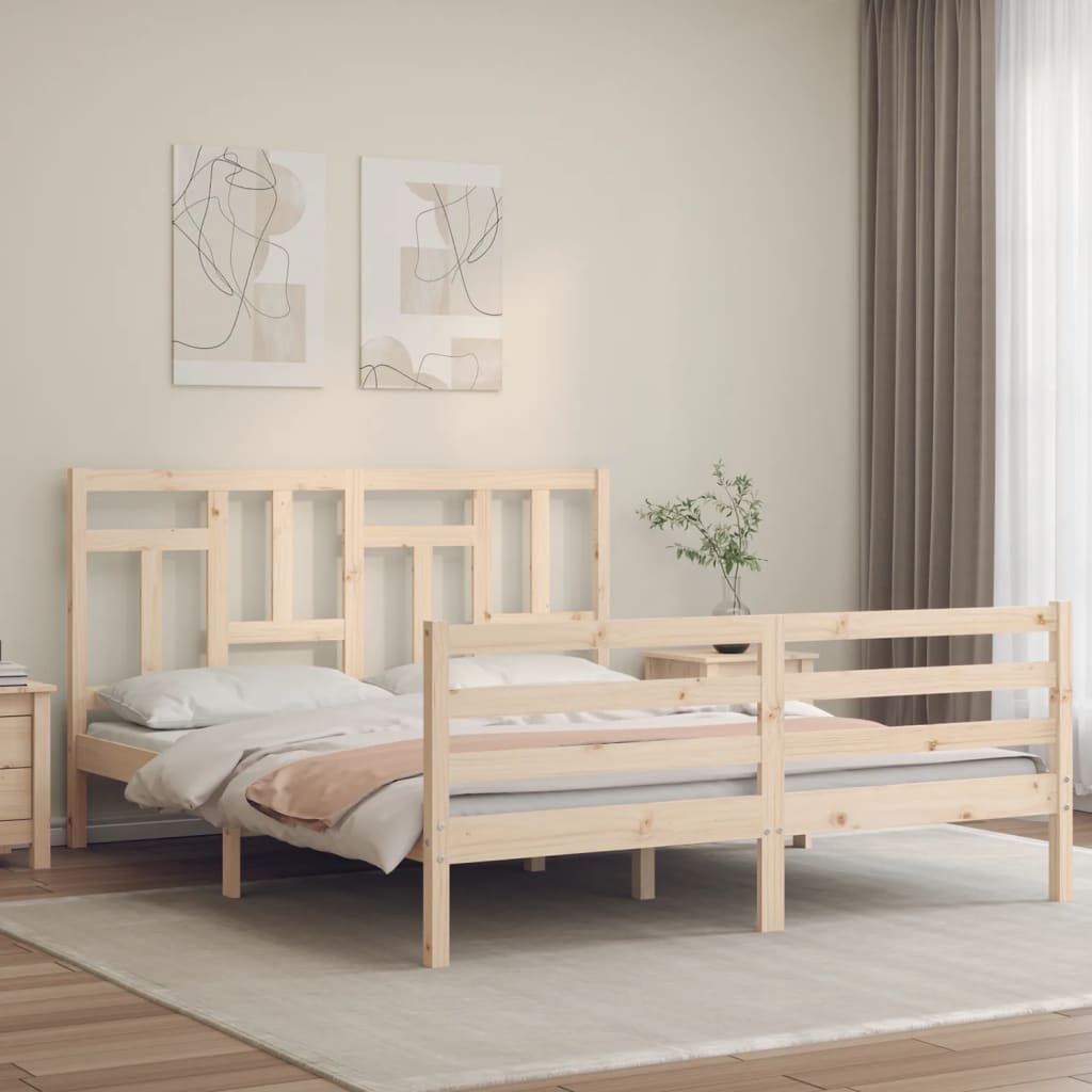 vidaXL Estrutura de cama com cabeceira 160x200 cm madeira maciça