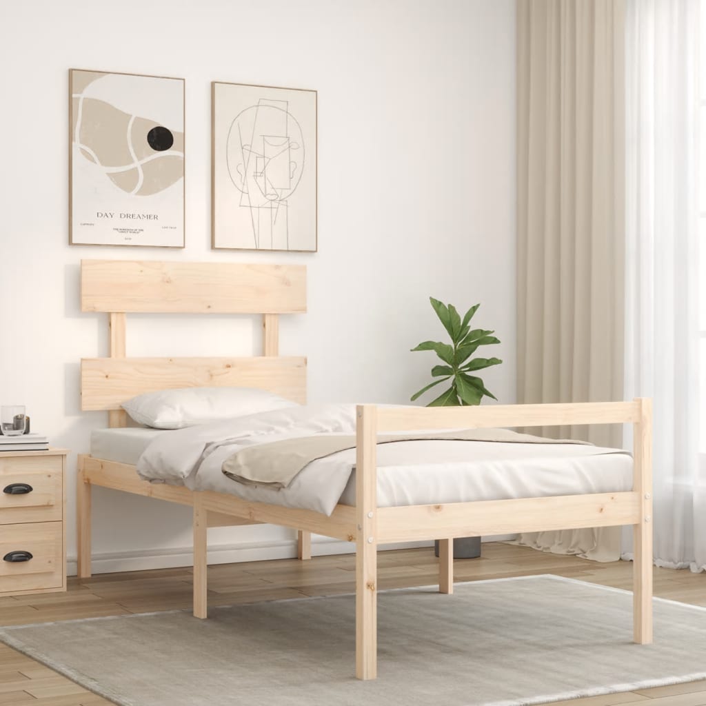 vidaXL Cama para idosos com cabeceira 90x200 cm madeira maciça