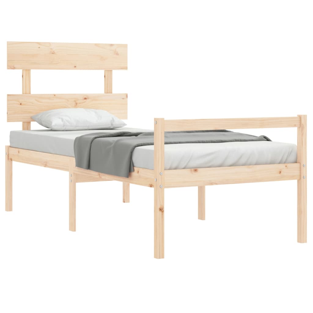 vidaXL Cama para idosos com cabeceira 90x200 cm madeira maciça