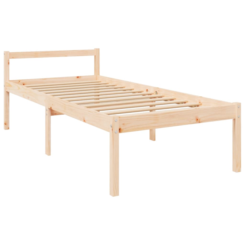 vidaXL Cama para idosos com cabeceira 90x200 cm madeira maciça