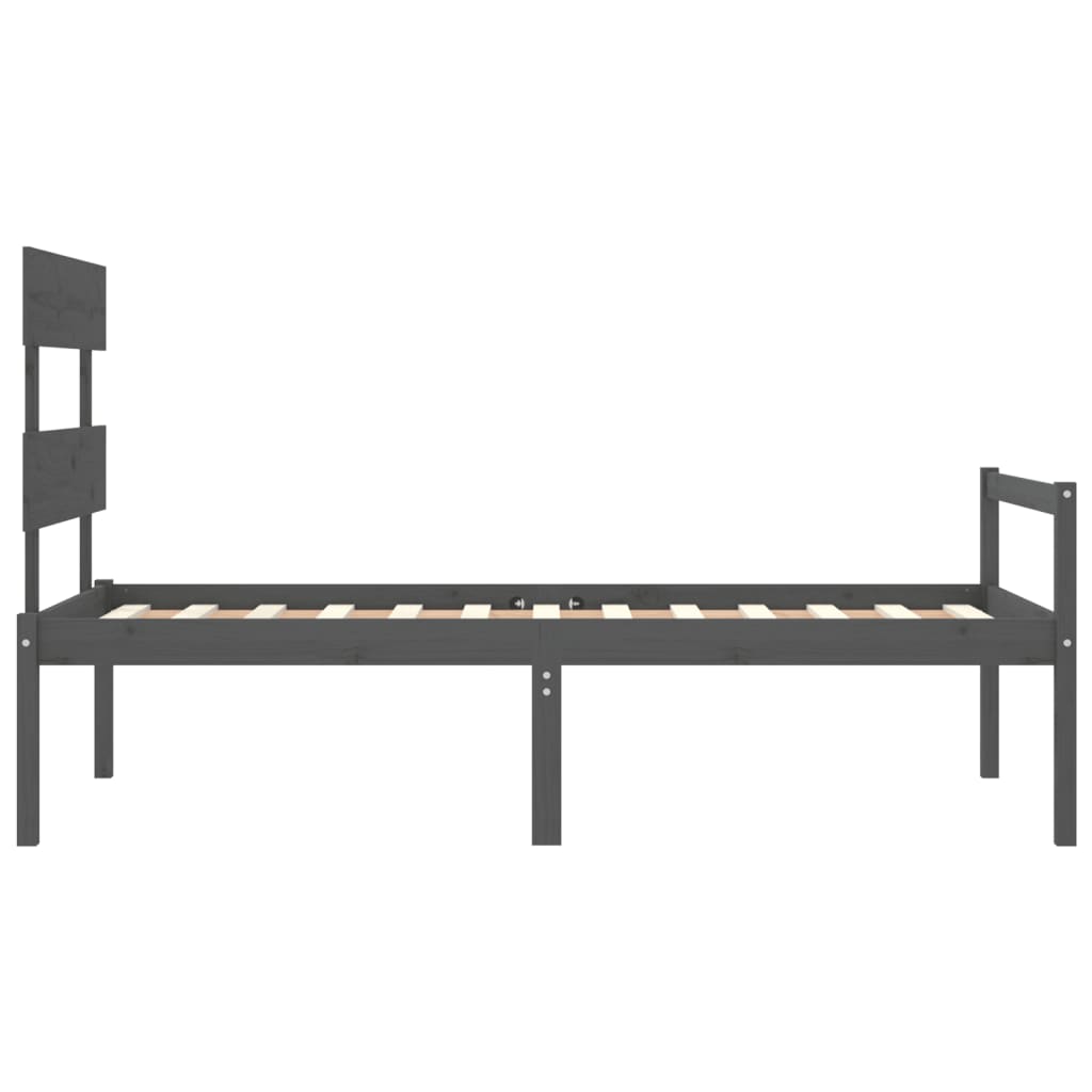 vidaXL Cama para idosos c/ cabeceira 100x200cm madeira maciça cinzento