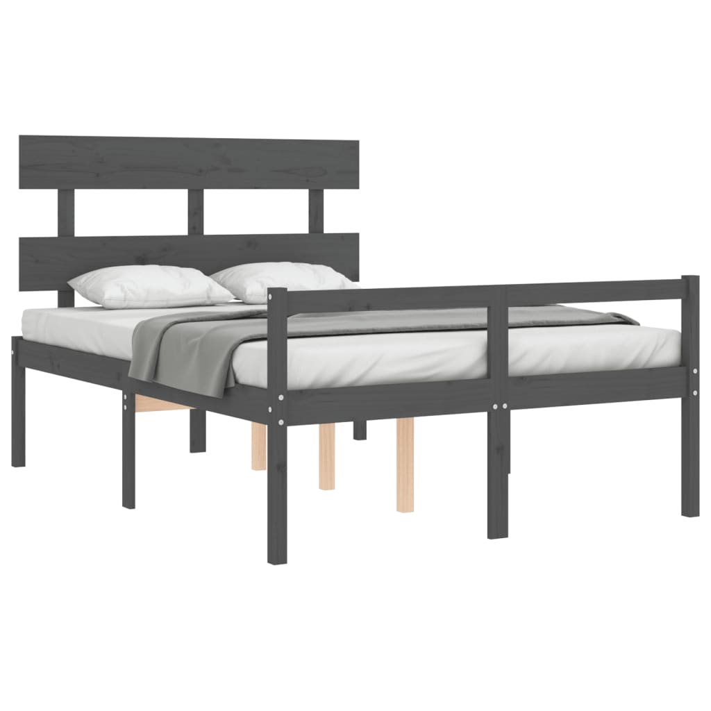 vidaXL Cama para idosos c/ cabeceira 120x200cm madeira maciça cinzento