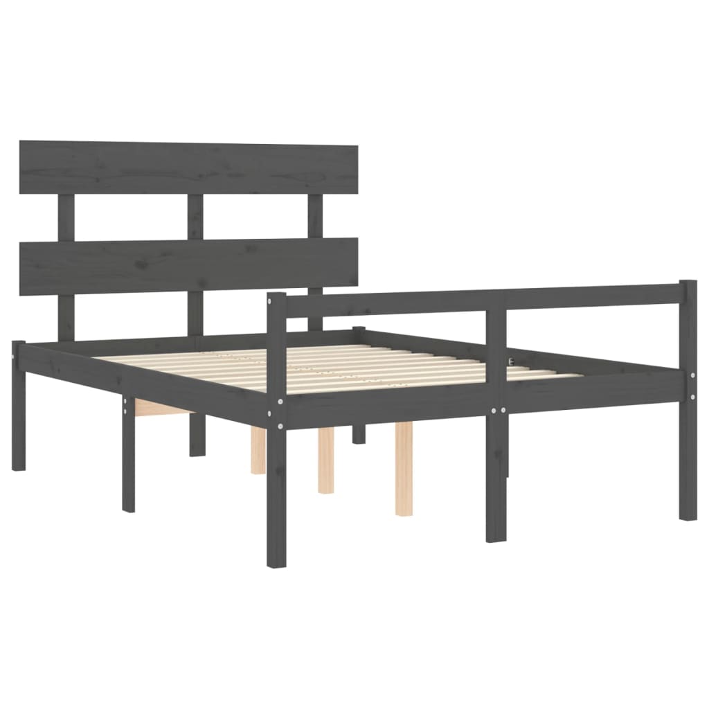 vidaXL Cama para idosos c/ cabeceira 120x200cm madeira maciça cinzento