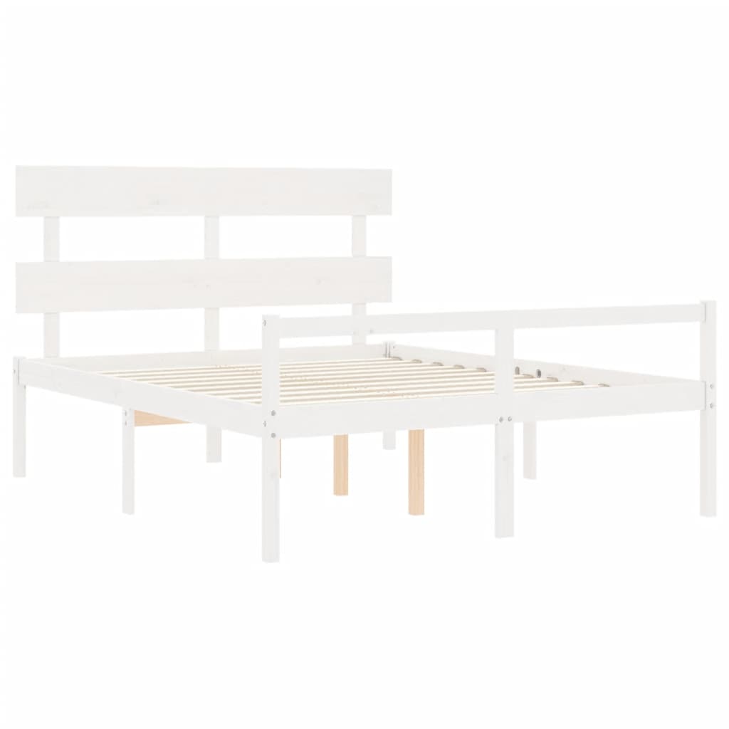 vidaXL Cama para idosos com cabeceira 160x200 cm madeira maciça branco