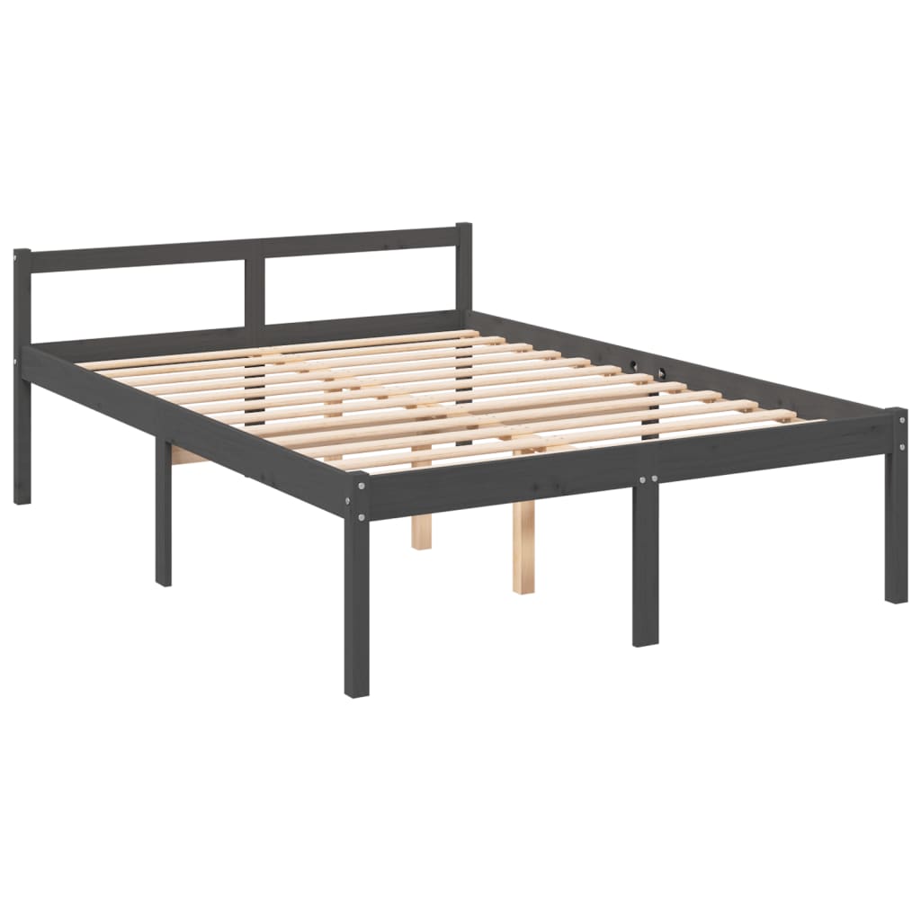 vidaXL Cama para idosos c/ cabeceira 120x200cm madeira maciça cinzento