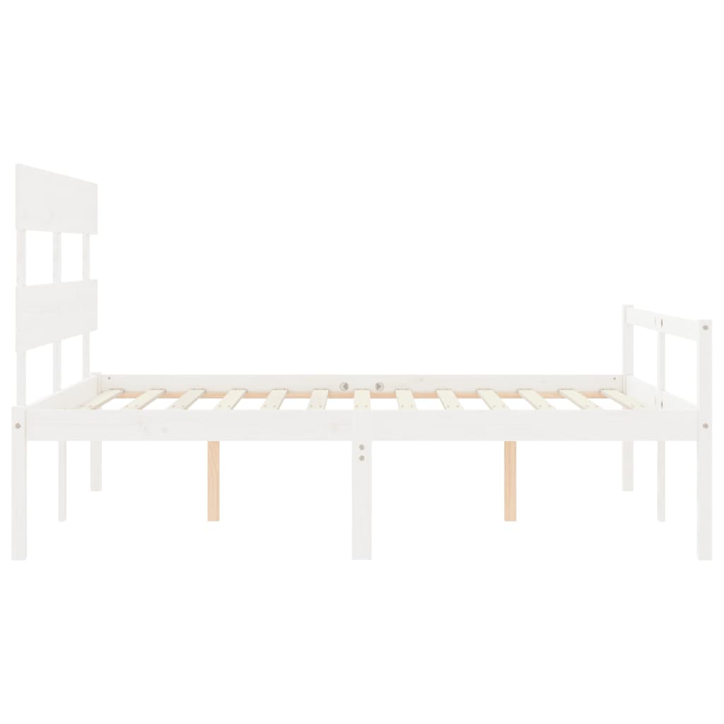 vidaXL Cama para idosos com cabeceira 160x200 cm madeira maciça branco