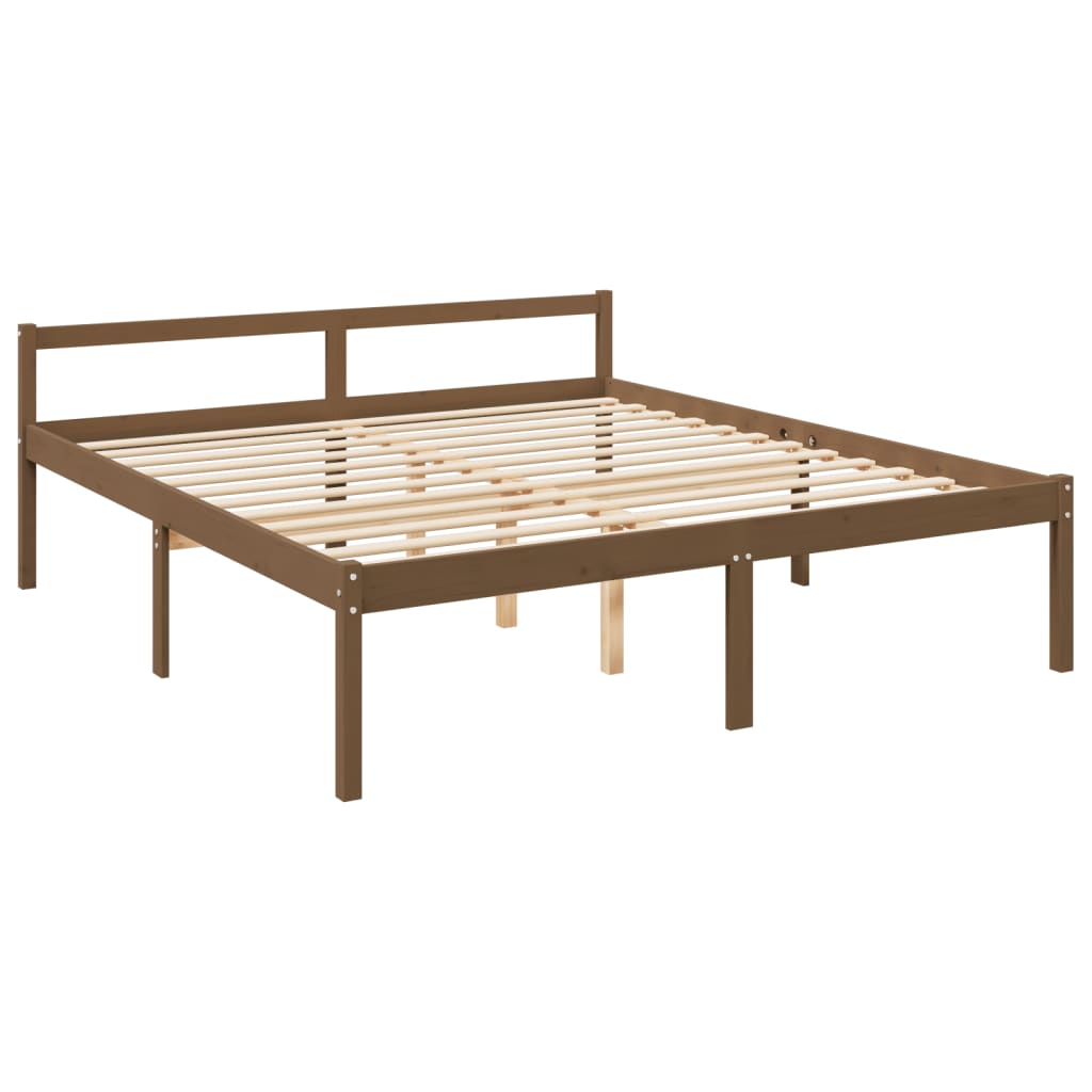 vidaXL Cama para idosos super king size com cabeceira castanho-mel