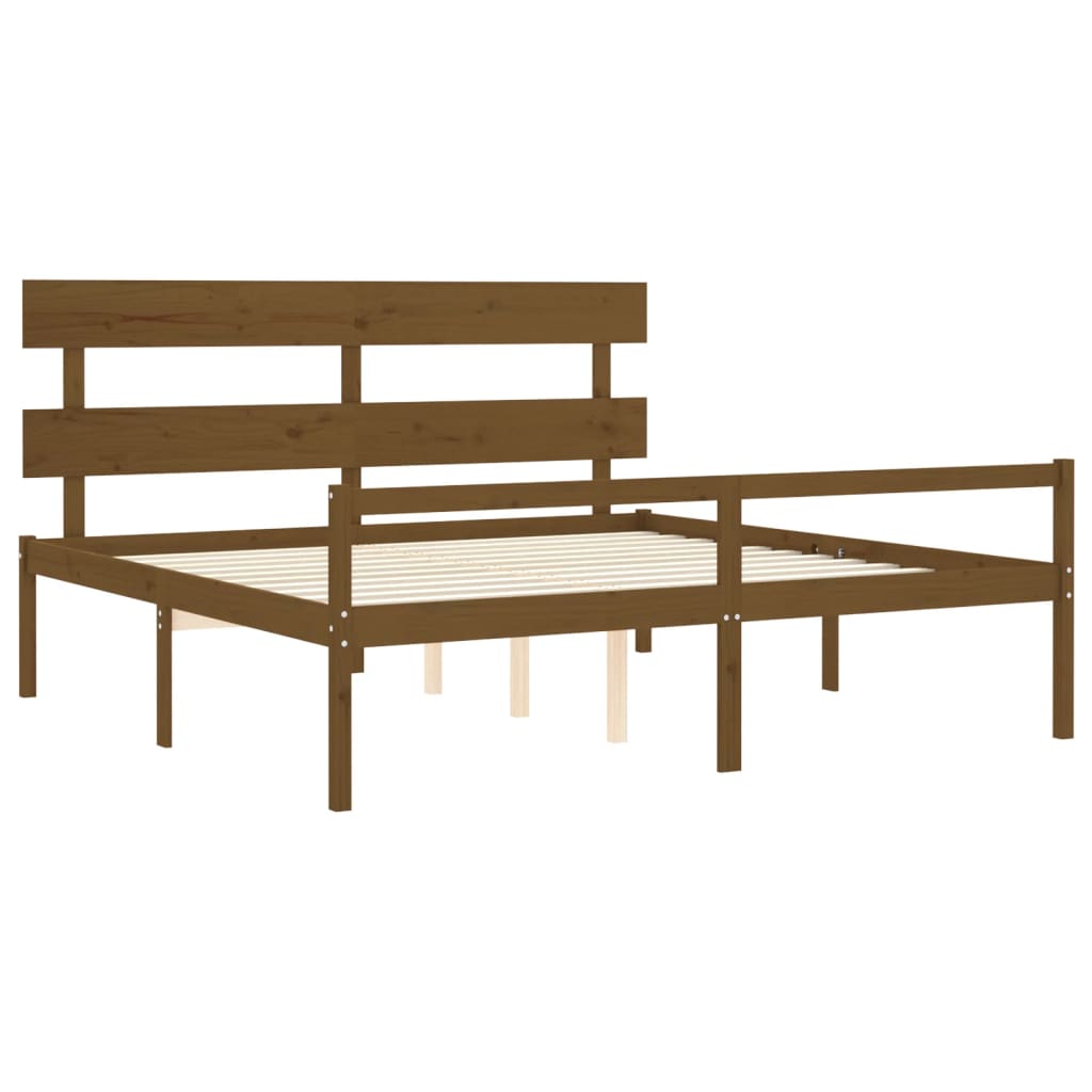 vidaXL Cama para idosos c/ cabeceira 200x200 cm madeira castanho-mel