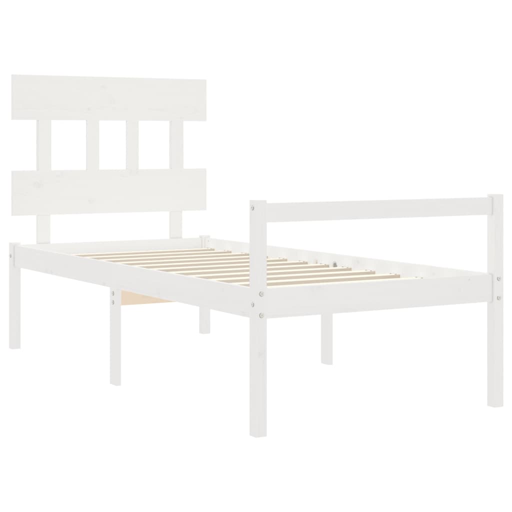 vidaXL Cama para idosos com cabeceira 100x200 cm madeira maciça branco