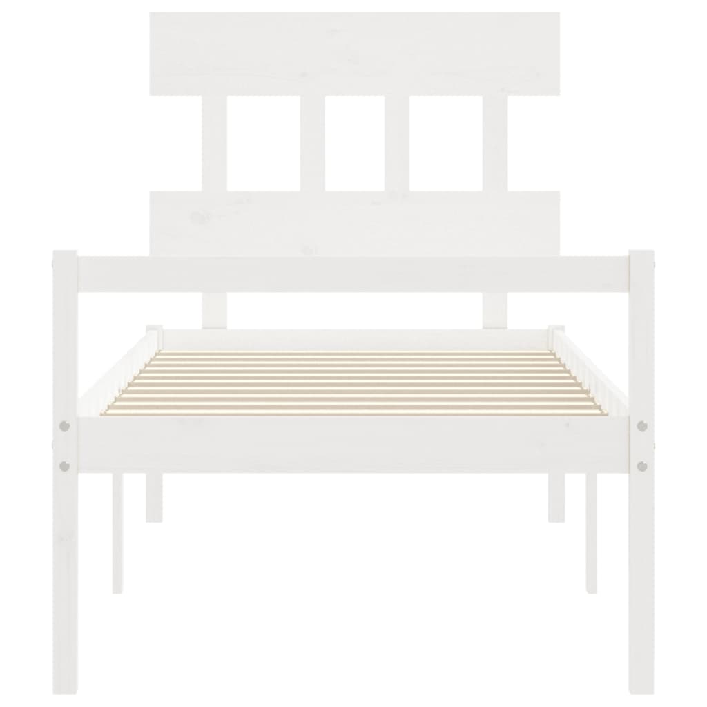 vidaXL Cama para idosos com cabeceira 100x200 cm madeira maciça branco