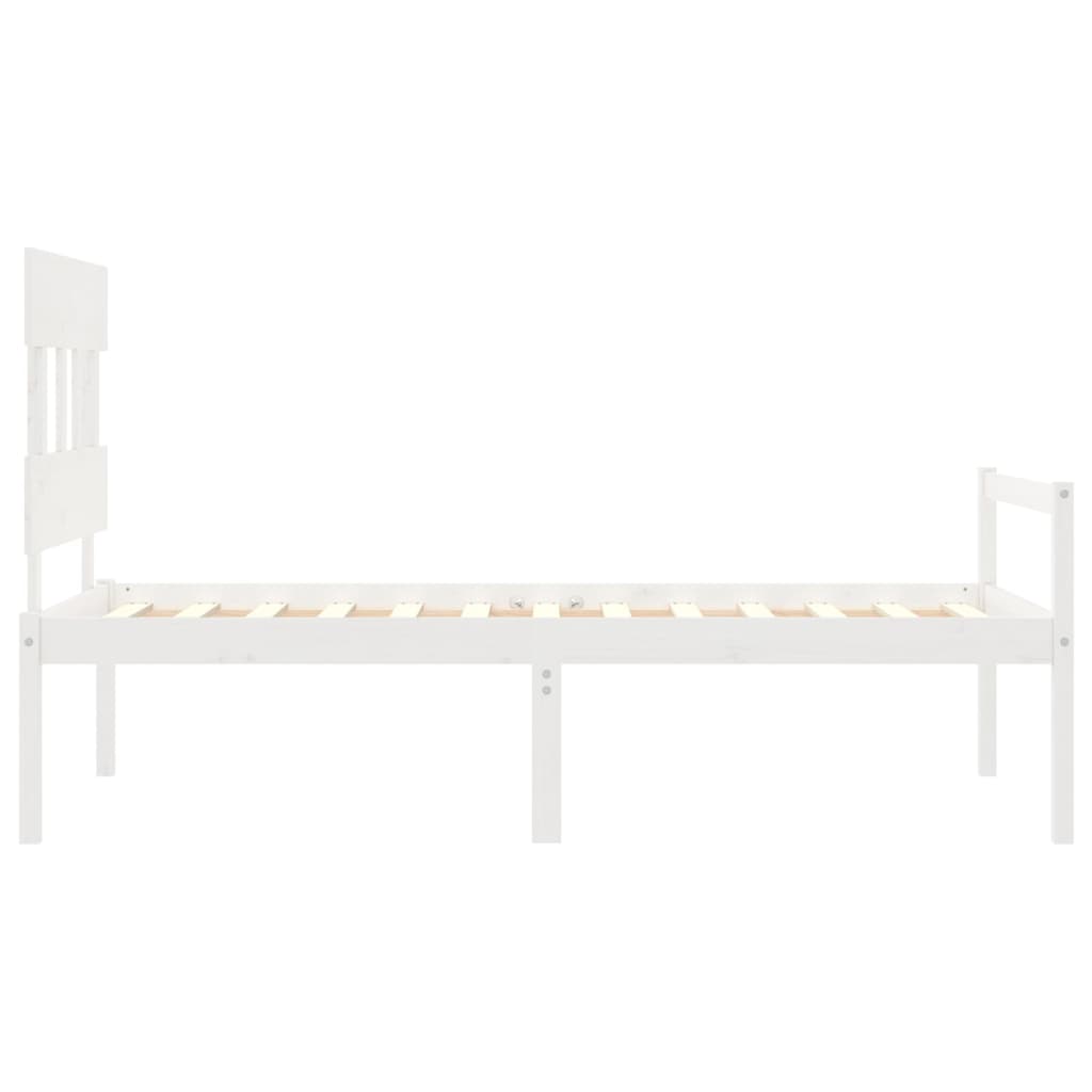 vidaXL Cama para idosos com cabeceira 100x200 cm madeira maciça branco