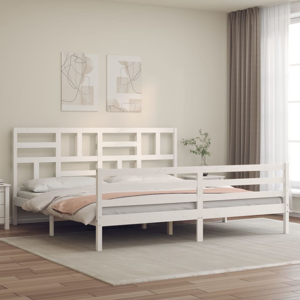 vidaXL Estrutura cama Super King Size c/ cabeceira madeira branco