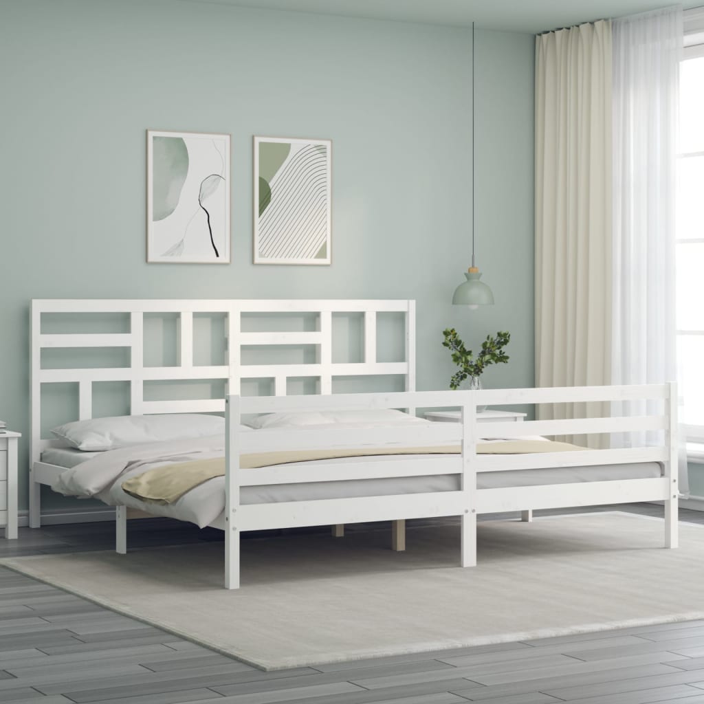 vidaXL Estrutura cama Super King Size c/ cabeceira madeira branco