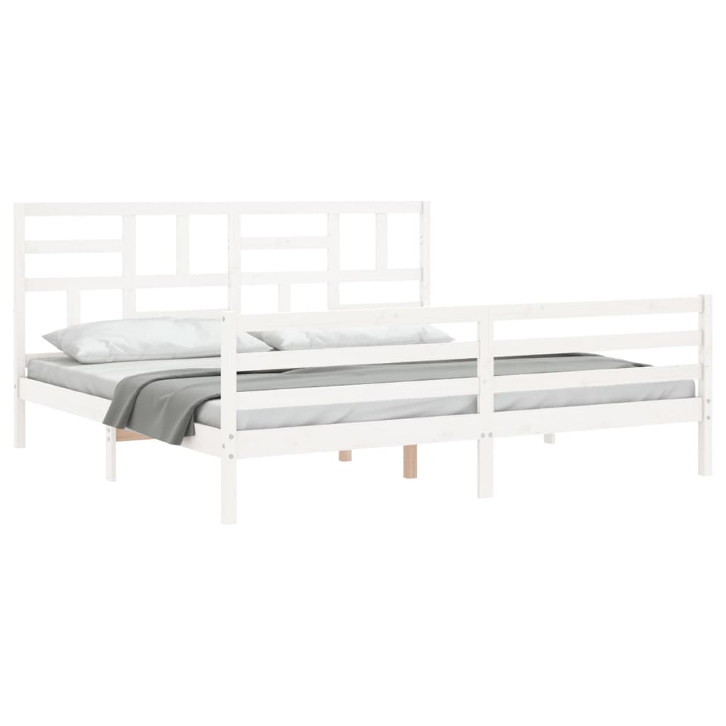 vidaXL Estrutura cama Super King Size c/ cabeceira madeira branco