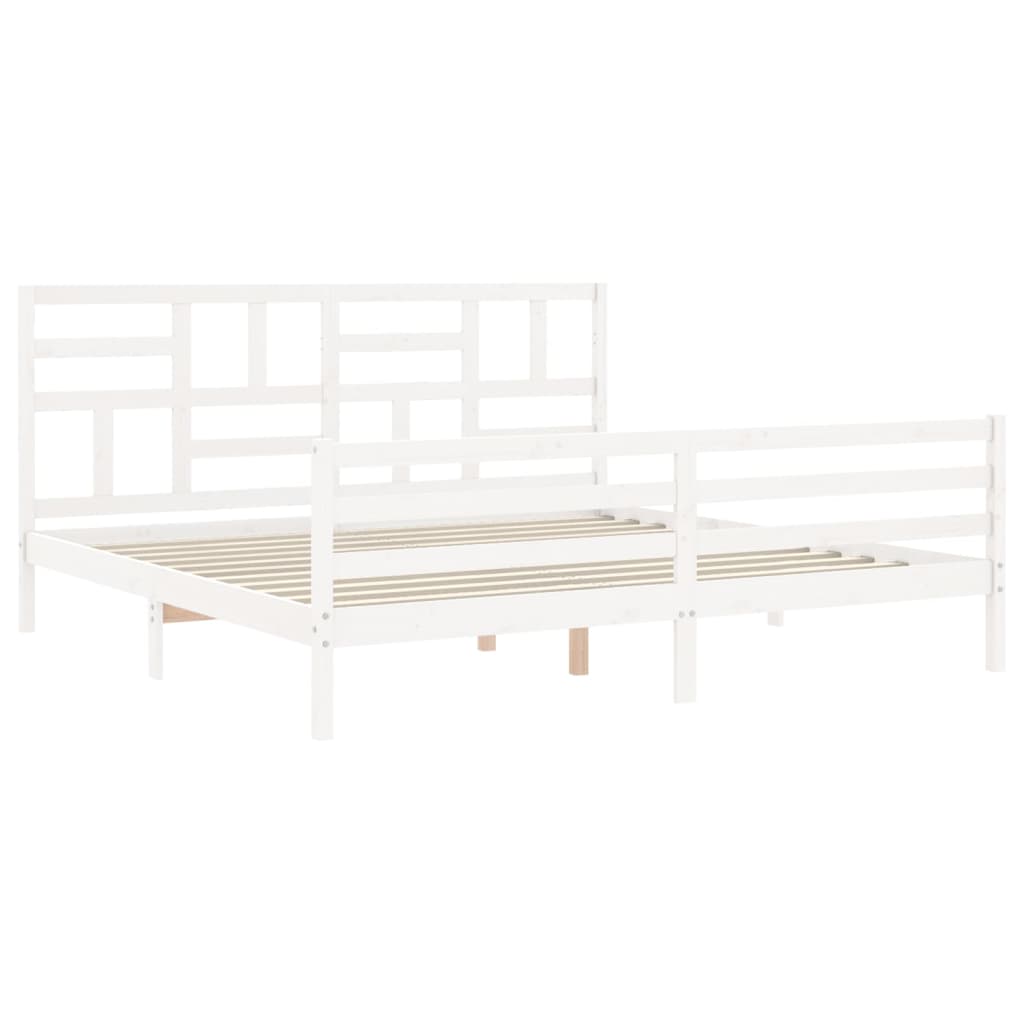 vidaXL Estrutura cama Super King Size c/ cabeceira madeira branco