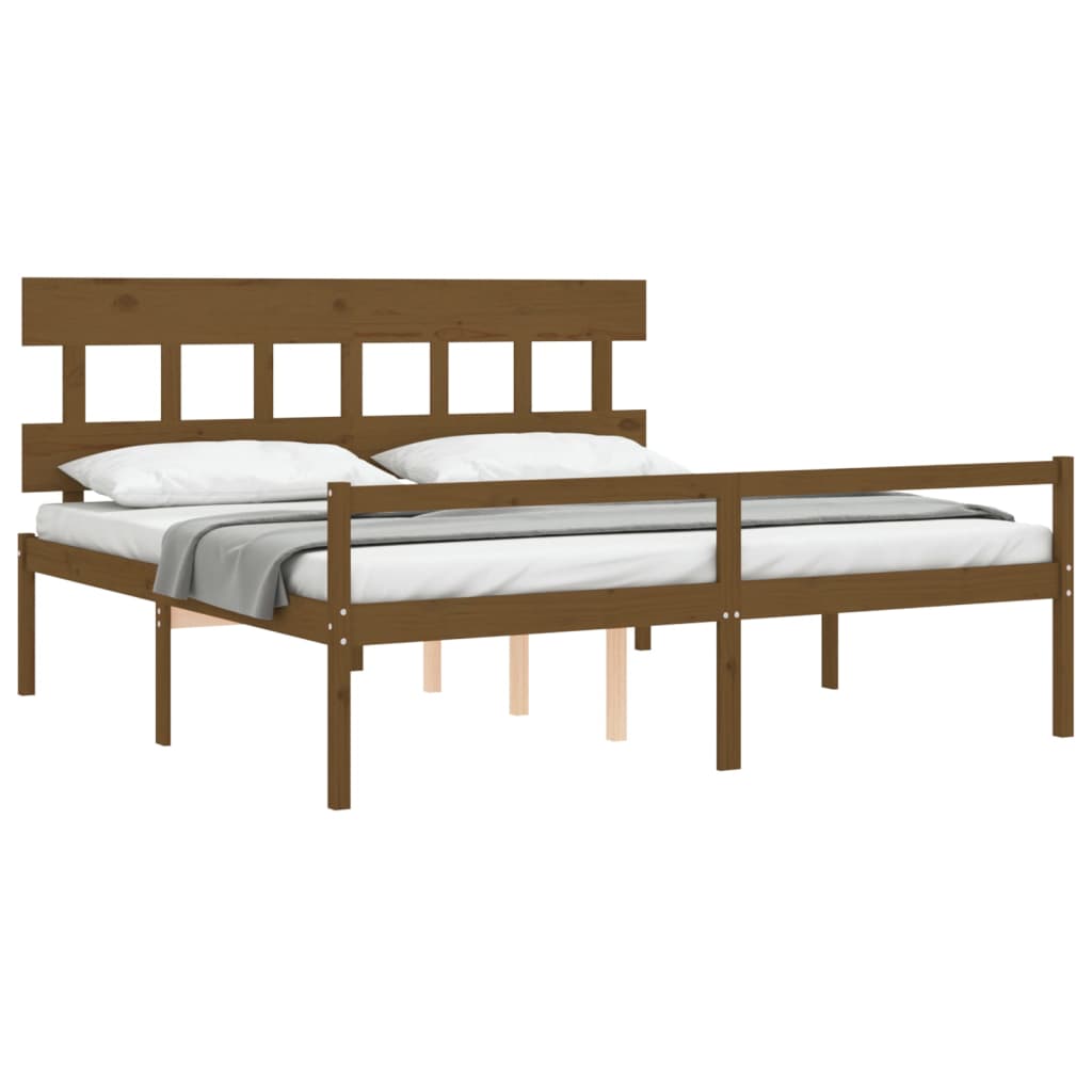 vidaXL Cama para idosos c/ cabeceira 200x200 cm madeira castanho-mel