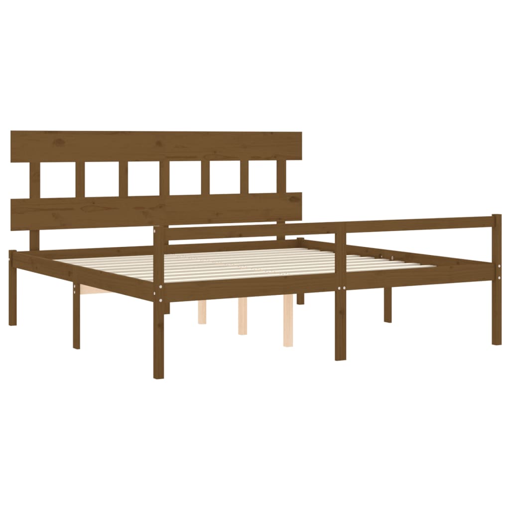 vidaXL Cama para idosos c/ cabeceira 200x200 cm madeira castanho-mel