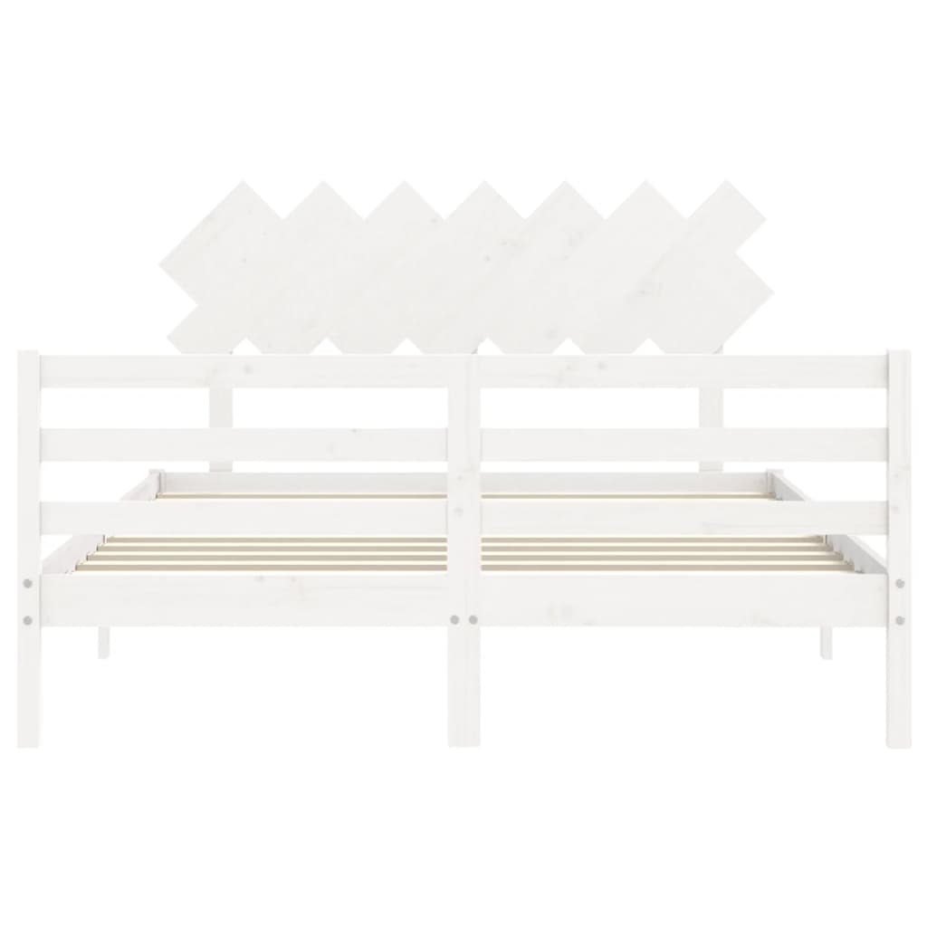 vidaXL Estrutura de cama com cabeceira 140x190cm madeira maciça branco