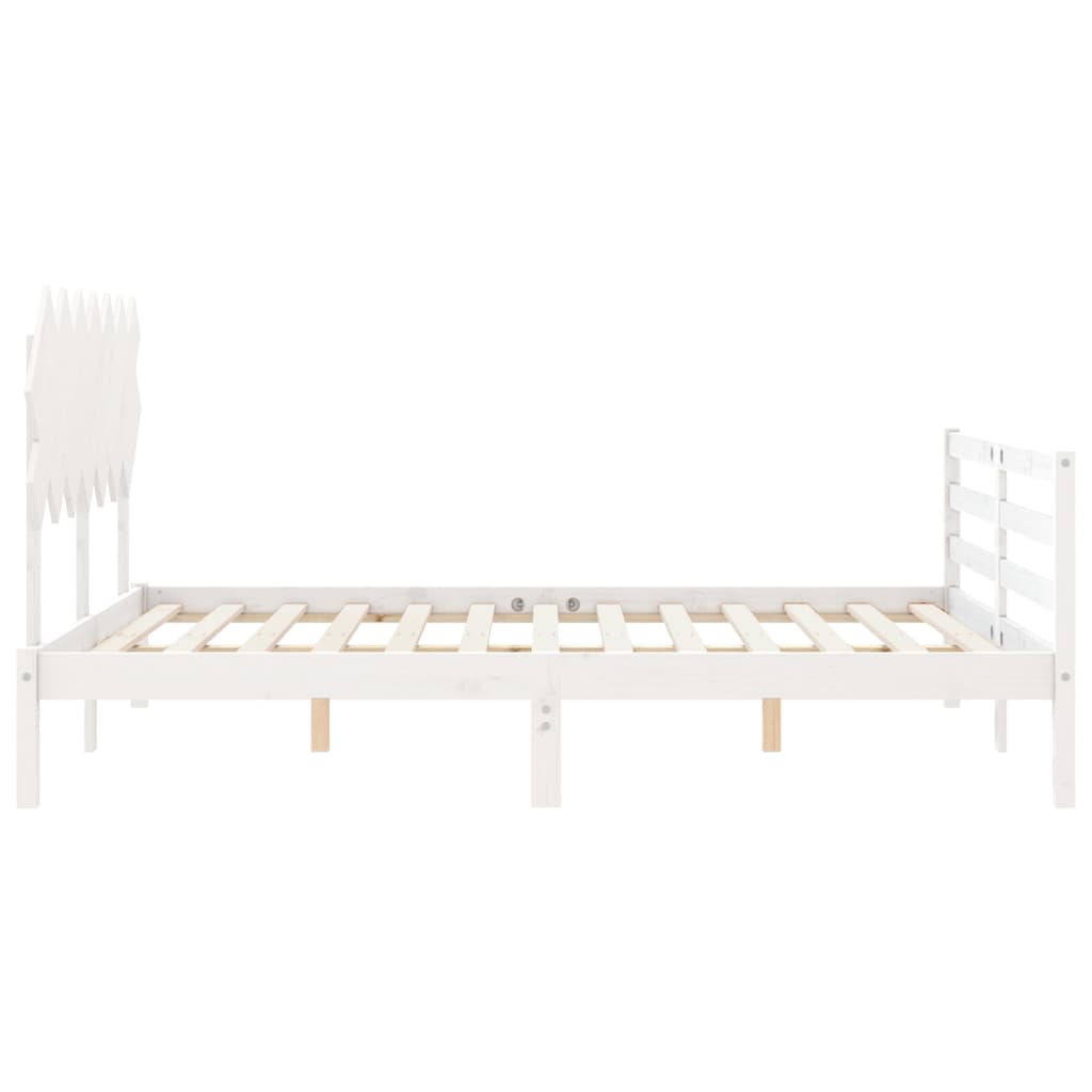 vidaXL Estrutura de cama com cabeceira 140x190cm madeira maciça branco