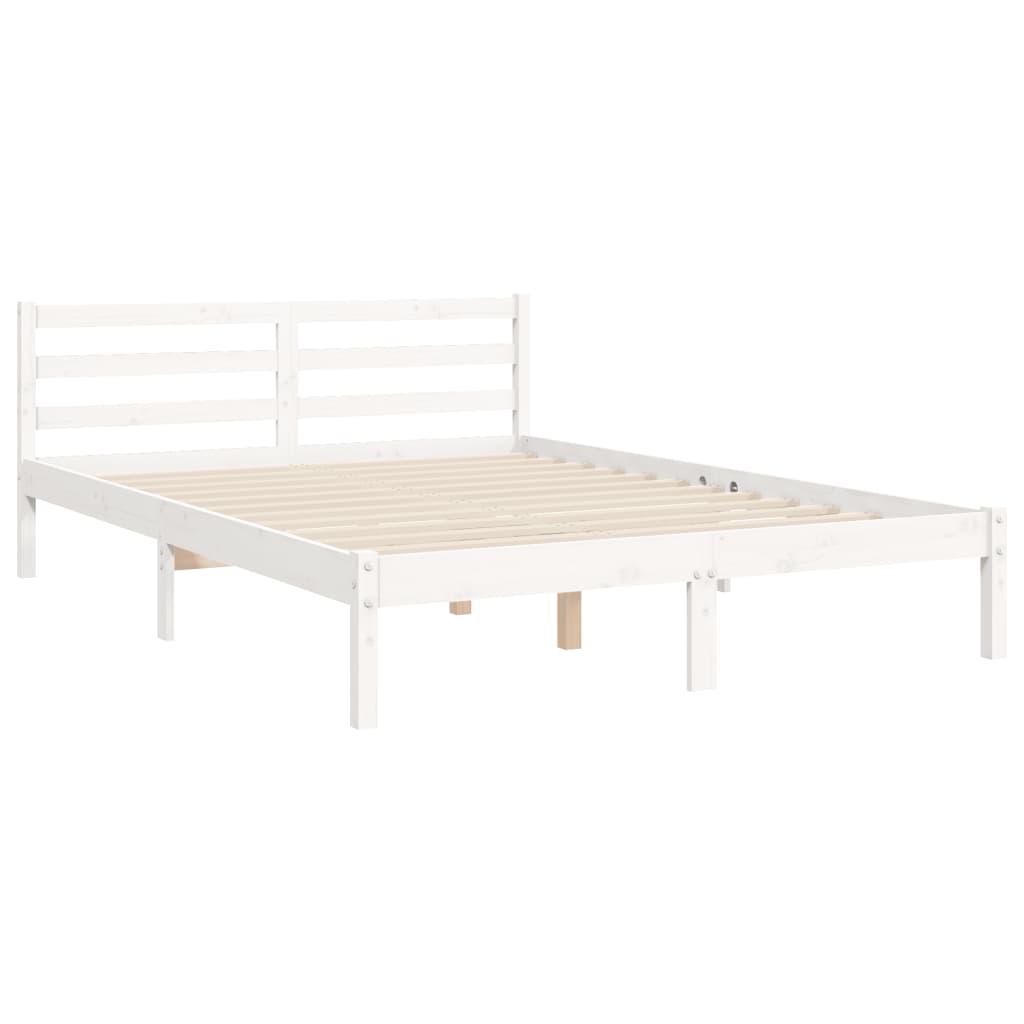 vidaXL Estrutura de cama com cabeceira 140x190cm madeira maciça branco