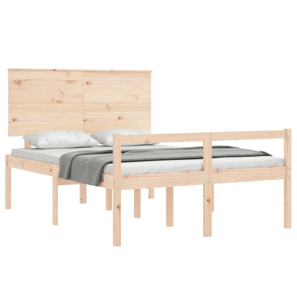 vidaXL Cama de casal para idosos com cabeceira madeira maciça