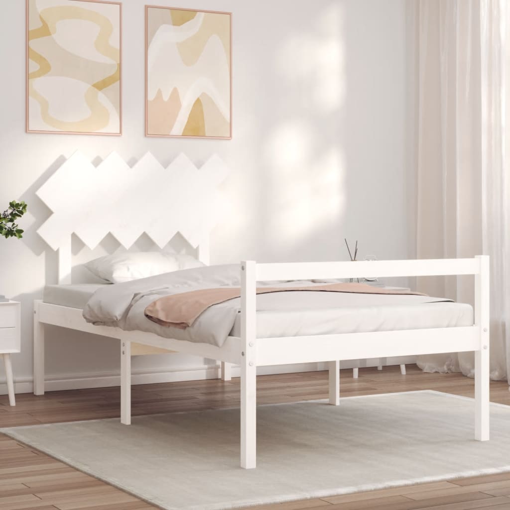 vidaXL Cama para idosos com cabeceira 100x200 cm madeira maciça branco