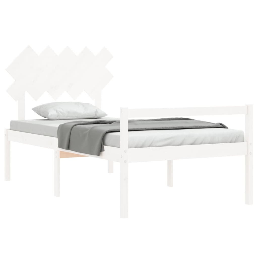 vidaXL Cama para idosos com cabeceira 100x200 cm madeira maciça branco