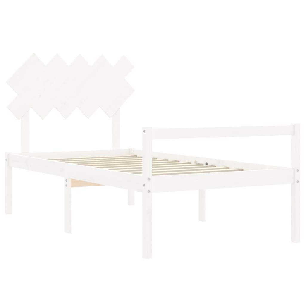 vidaXL Cama para idosos com cabeceira 100x200 cm madeira maciça branco