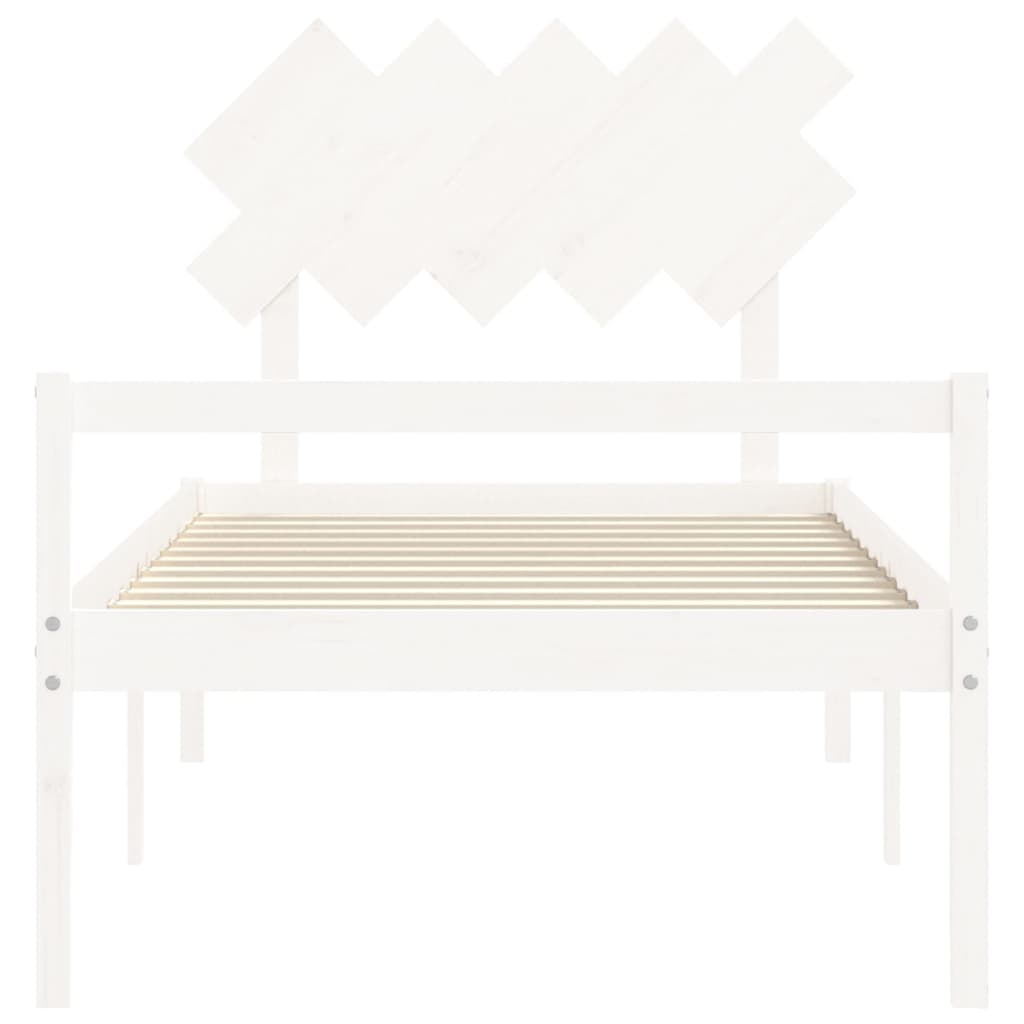 vidaXL Cama para idosos com cabeceira 100x200 cm madeira maciça branco