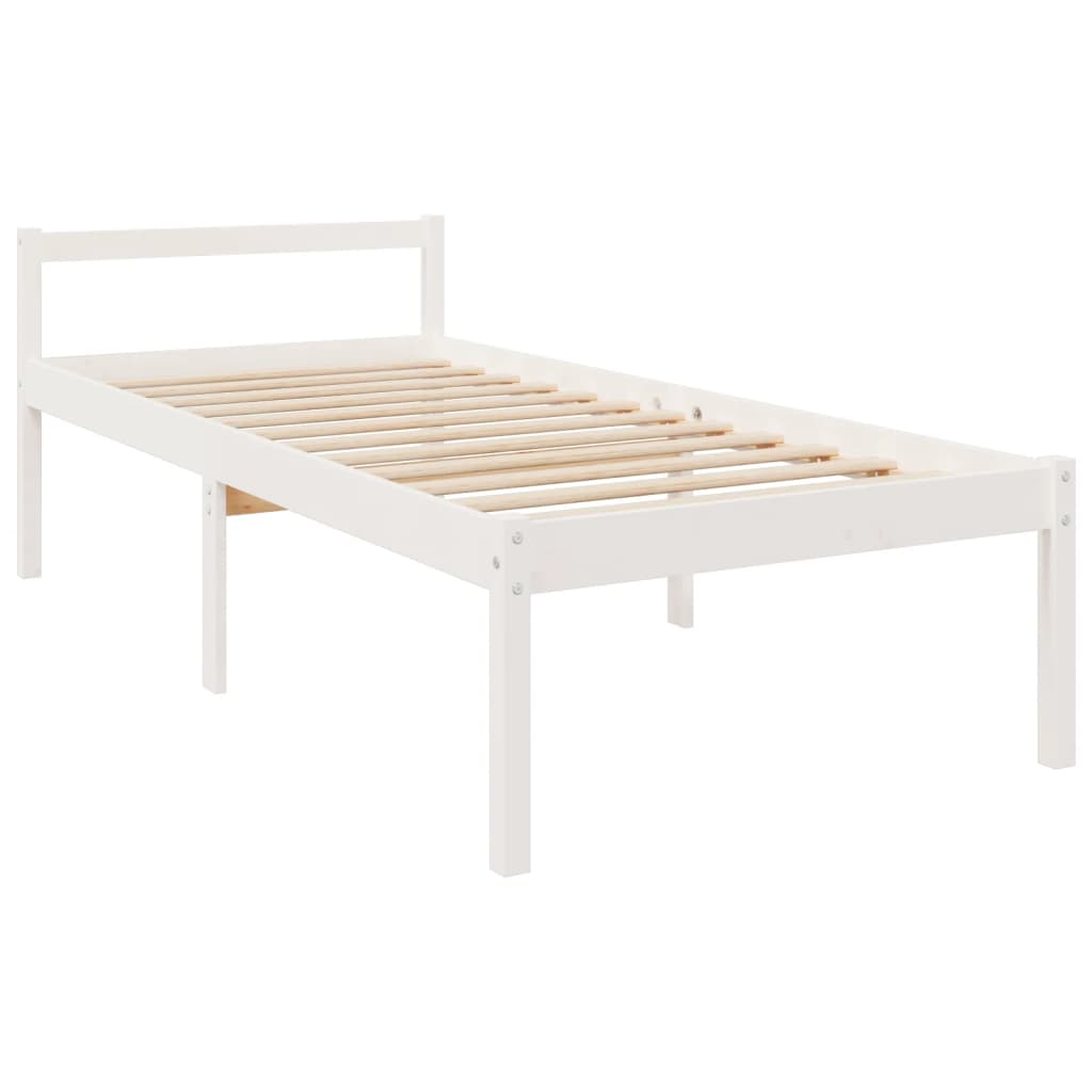 vidaXL Cama para idosos com cabeceira 100x200 cm madeira maciça branco